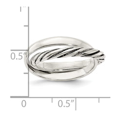 Sterling Silver Polished & Twisted Intertwined Rings - 3