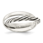Sterling Silver Polished & Twisted Intertwined Rings - 3