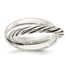 Sterling Silver Polished & Twisted Intertwined Rings - 2