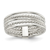 Sterling Silver Polished & Twisted Multiple Attached Rings - 2