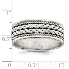 Sterling Silver Antiqued Rope Design Ring - 2