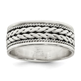 Sterling Silver Antiqued Rope Design Ring - 2