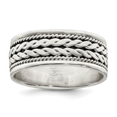 Sterling Silver Antiqued Rope Design Ring - 3