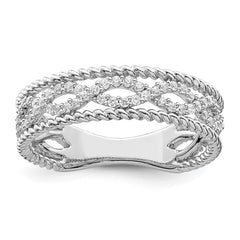 Sterling Silver Rhodium plated CZ Band - 2