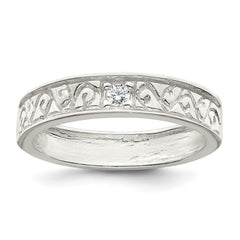 Sterling Silver Polished CZ Fancy Design Ring - 3