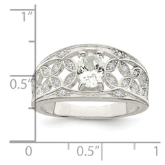 Sterling Silver CZ Flower Ring - 3