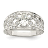 Sterling Silver CZ Flower Ring - 2