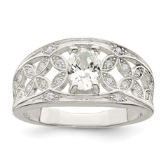 Sterling Silver CZ Flower Ring - 3