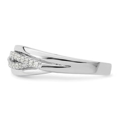 Sterling Silver Rhodium plated CZ Twisted Band - 2