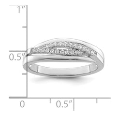 Sterling Silver Rhodium plated CZ Twisted Band - 2