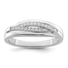 Sterling Silver Rhodium plated CZ Twisted Band - 3