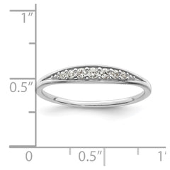 Sterling Silver Rhodium-plated Polished CZ Ring - 7