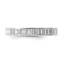 Sterling Silver Polished Rhodium-plated Channel Set CZ Band - 3