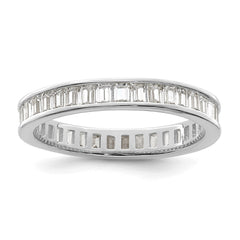 Sterling Silver Polished Rhodium-plated Channel Set CZ Band - 3