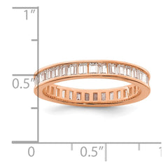 Sterling Silver Polished Rose-tone Channel Set CZ Band - 2