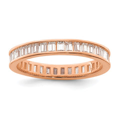 Sterling Silver Polished Rose-tone Channel Set CZ Band - 2