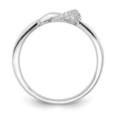 Sterling Silver Polished Rhodium-plated CZ Knot Ring - 2