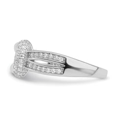 Sterling Silver Polished Rhodium-plated CZ Knot Ring - 2
