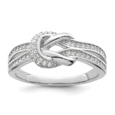 Sterling Silver Polished Rhodium-plated CZ Knot Ring - 2