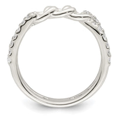 Sterling Silver Polished CZ Chain Detail Ring - 2