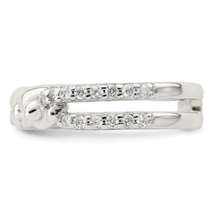 Sterling Silver Polished CZ Chain Detail Ring - 2