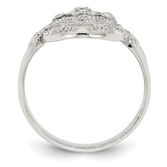 Sterling Silver Polished Fancy CZ Ring - 2