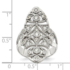 Sterling Silver Polished Fancy CZ Ring - 3