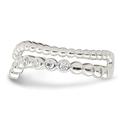 Sterling Silver Polished CZ Beaded Double Fancy Ring - 4