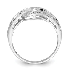 Sterling Silver Rhodium-plated Twist CZ Ring - 3