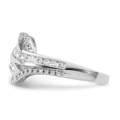 Sterling Silver Rhodium-plated Twist CZ Ring - 3