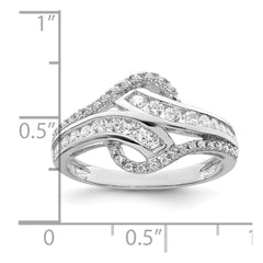 Sterling Silver Rhodium-plated Twist CZ Ring - 2