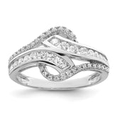 Sterling Silver Rhodium-plated Twist CZ Ring - 3