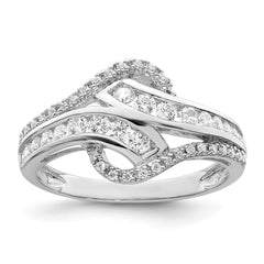 Sterling Silver Rhodium-plated Twist CZ Ring - 3