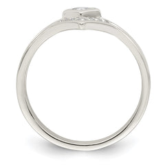 Sterling Silver Polished Square CZ 3 Ring Set - 3