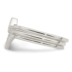 Sterling Silver Polished Square CZ 3 Ring Set - 3