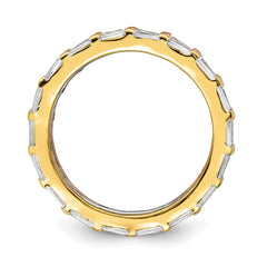 Sterling Silver Rose & Gold-tone Baguette CZ Eternity 3 Band Set - 3