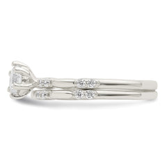 Sterling Silver Polished CZ Wedding Ring Set - 3