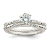 Sterling Silver Polished CZ Wedding Ring Set - 3