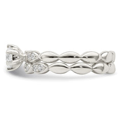 Sterling Silver Polished CZ Wedding Ring Set - 4