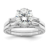 Sterling Silver Rhodium-plated CZ Two Piece Wedding Set Rings - 3