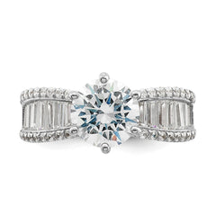 Sterling Silver Polished Rhodium-plated CZ Trio 3 Ring Set - 3