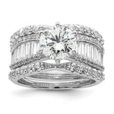 Sterling Silver Polished Rhodium-plated CZ Trio 3 Ring Set - 3