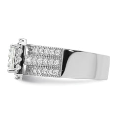 Sterling Silver Rhodium plated CZ 3 piece Bridal Ring Set - 2