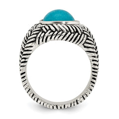 Sterling Silver Oxidized Imitation Turquoise Ring - 2