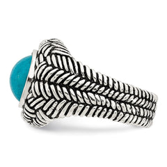 Sterling Silver Oxidized Imitation Turquoise Ring - 2