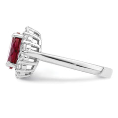 Sterling Silver Polished Rhodium-plated Red and Clear CZ Ring - 3