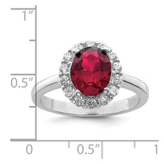 Sterling Silver Polished Rhodium-plated Red and Clear CZ Ring - 3