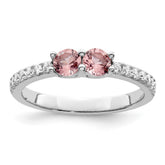Sterling Silver Rhodium-plated Pink CZ Ring - 2