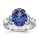 Sterling Silver Rhodium plated Blue & White CZ Ring - 3