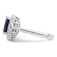 Sterling Silver Polished Rhodium-plated Blue and Clear CZ Ring - 3